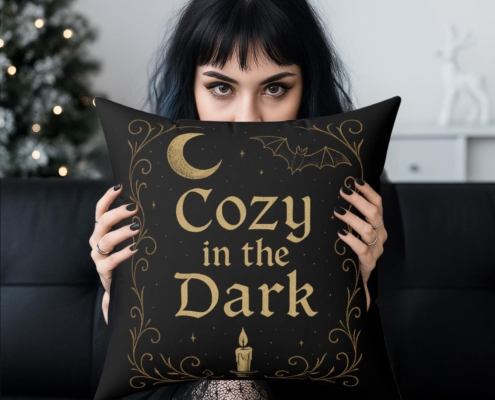 Gothic Fledermaus Mond Dekokissen, Dark Mystic Home Decor, Fledermaus Kissen